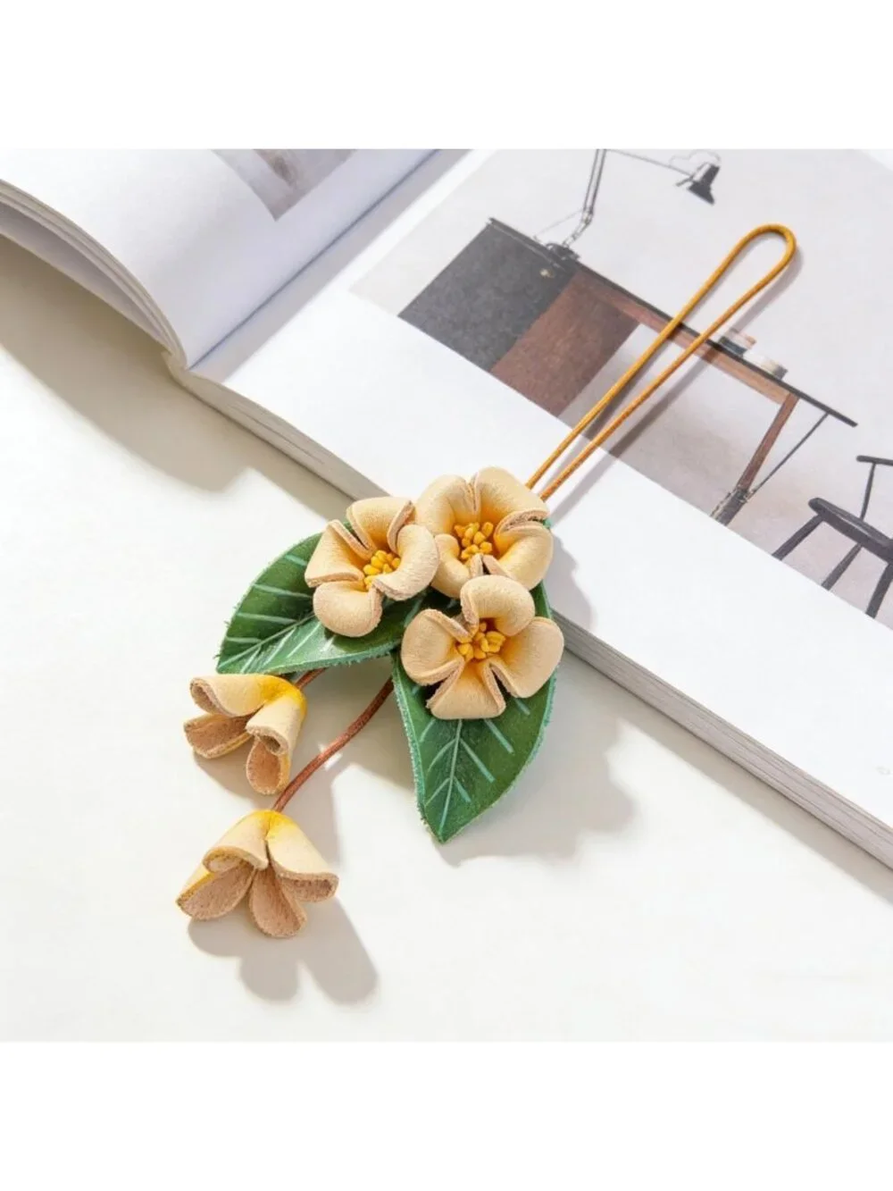 Boho Genuine Leather Flower Keychain | Cute Handbag & Purse Charms for Women